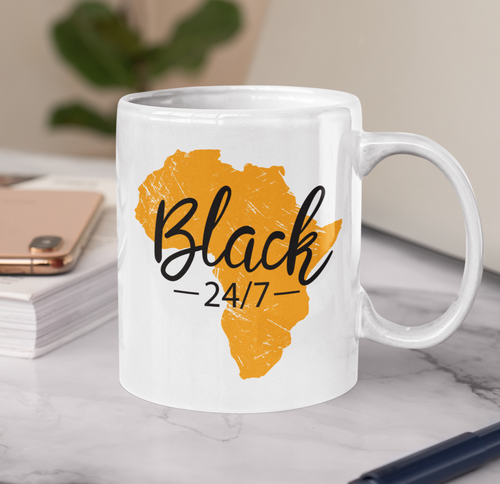 Black 24/7 Graphic Coffee Mug